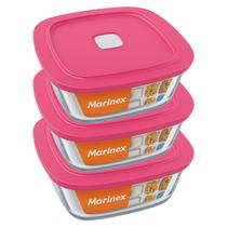 Pote De Vidro Marinex Quadrado Facilita Vap 300ml 3Un Pote De Vidro Marinex Quadrado Facilita Vap 300ml 3Un