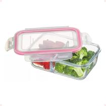 Pote De Vidro Marmita Com 2 Divisórias Hermético 600ml