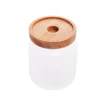 Pote de vidro martelado com tampa de acacia petra 500ml lyor Pote de vidro martelado com tampa de acacia petra 500ml lyor