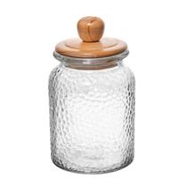 Pote de Vidro Martelado com Tampa de Bambu 1l Wolff Pote de Vidro Martelado com Tampa de Bambu 1l Wolff