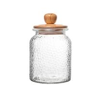 Pote de Vidro Martelado com Tampa de Bambu 640ml Pote de Vidro Martelado com Tampa de Bambu 640ml