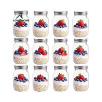 Pote De Vidro Mason De 500ml (16oz) - 6 Ou 12 Peças - Recipientes De Armazenamento Com Tampa Vedada