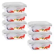 Pote de Vidro p/ Marmita Forno Freezer Airfryer 640ML c/ Tampa 7 un