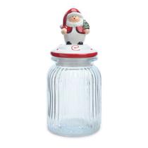 Pote de Vidro Papai Noel com Vermelho Branco 1000Ml - 1 Un