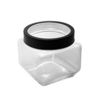 Pote de Vidro Para Alimentos Com Tampa de Metal Preta 800 ML
