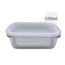 POTE DE VIDRO PARA ALIMENTOS RETANGULAR 370ml COM TAMPA