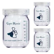 Pote de Vidro para Leite Materno 150ml Super Mamãe Original - 3 unidades