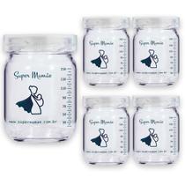Pote de Vidro para Leite Materno 150ml Super Mamãe Original-5unidades