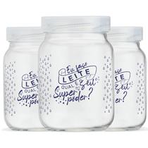 Pote de Vidro para Leite Materno 200ml Com Tampa Plástica 3 Unidades
