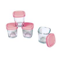 Pote de Vidro para Leite Materno Rosa com Tampa 4un