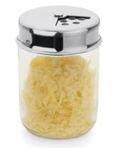 Pote De Vidro Para Queijo Ralado Queijeira Temperos 160g Oregano Ervas Multiuso Tampa Aço Inox