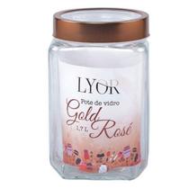 Pote De Vidro Porta Mantimento Com Tampa 1,7 Litros Lyor Rose Gold Pote De Vidro Porta Mantimento Com Tampa 1,7 Litros Lyor Rose Gold
