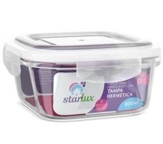 Pote de Vidro Quadrado 800ml c/ Tampa Hermética - Starlux