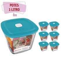 Pote de Vidro Quadrado Alto Facilita C/Tampa 1L Marinex 6Un - NADIR FIGUEREIDO Pote de Vidro Quadrado Alto Facilita C/Tampa 1L Marinex 6Un - NADIR FIGUEREIDO