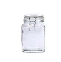 Pote De Vidro Quadrado C/ Trava Sofistic 1100ml Transparente