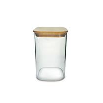 Pote de Vidro Quadrado com Tampa Bambu 1200ml - VD20267