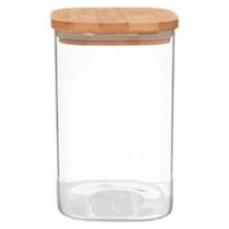 Pote de vidro quadrado com tampa de bambu 1,9l - Vencedor