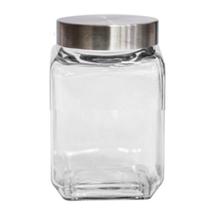 Pote de vidro quadrado com tampa de inox 300ml para condimento alimentos pequeno mantimentos