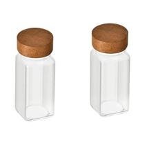 Pote De Vidro Quadrado De 40oz Para Temperos Com Tampa De Madeira De Acácia, Espesso, Selado E À