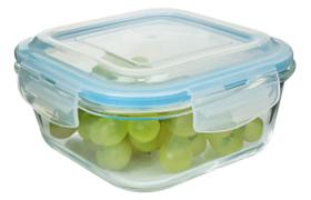 Pote de Vidro Quadrado Hermético com Tampa Plastica Mantimentos Marmita 800ml