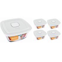 Pote De Vidro Quadrado Marinex Facilita Vap C/ Tampa 2L 4Un Pote De Vidro Quadrado Marinex Facilita Vap C/ Tampa 2L 4Un
