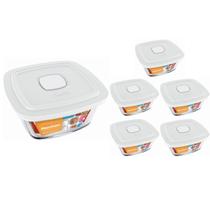 Pote De Vidro Quadrado Marinex Facilita Vap C/ Tampa 2L 5Un