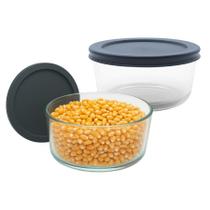 Pote de Vidro Redondo Bowl C/ Tampa Hermética Marmita Vedação Fit 460mL