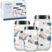 pote de vidro redondo com tampa de metal 3pçs 370/730/1000ml - MACRO