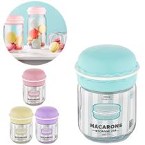 Pote de vidro redondo com tampa macaron colors 210ml