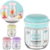 Pote de vidro redondo com tampa macaron colors 425ml