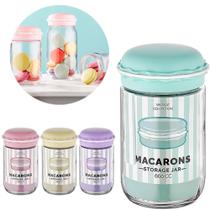 Pote de vidro redondo com tampa macaron colors 660ml