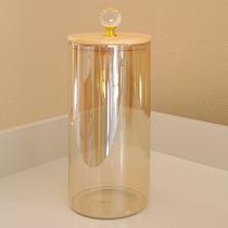 Pote de vidro Redondo Liso Ambar Cristal organizador com tampa de bambu e vedação de silicone cozinha porta mantimentos Pote de vidro Redondo Liso Ambar Cristal organizador com tampa de bambu e vedação de silicone cozinha porta mantimentos