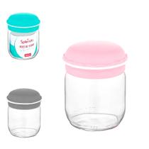 Pote de Vidro Redondo Macaron Splendo 210ml WX08855 - Ideal para Armazenamento Pote de Vidro Redondo Macaron Splendo 210ml WX08855 - Ideal para Armazenamento