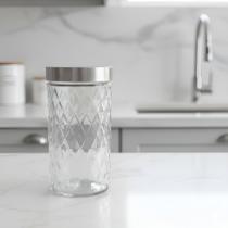 Pote De Vidro Redondo Mantimentos Tampa Inox 1,7l Cozinha