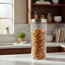Pote De Vidro Redondo Mantimentos Tampa Inox 2,2l Cozinha