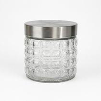 Pote de Vidro Redondo Texturizado 800ml Tampa Rosca Para Alimentos Mantimentos Decoração Cozinha -