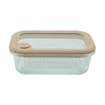 Pote De Vidro Retangular 1520ml Com Tampa De Vidro Cim Pote De Vidro Retangular 1520ml Com Tampa De Vidro Cim