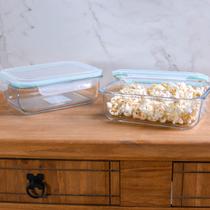 Pote de Vidro Retangular 1,5L Tampa Hermética Com Vedação Em Silicone TRANSPARENTE - Bene Casa