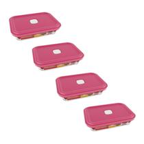 Pote de Vidro Retangular Facilita Marmita 750ML Marinex 4Un Pote de Vidro Retangular Facilita Marmita 750ML Marinex 4Un