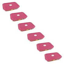 Pote de Vidro Retangular Facilita Marmita 750ML Marinex 6Un