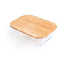 Pote de Vidro Retangular Hérmetico com Tampa de Bambu 420ml Incolor 11x15x5 cm