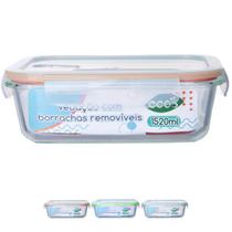 Pote de Vidro Retangular Tampa Hermetica 4 Travas 1520ML