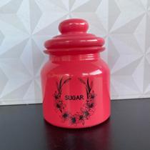 Pote de vidro rosa para açúcar com tampa hermética para cozinha cantinho do café - açúcareiro