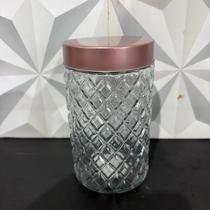 Pote de vidro rose ou prata redondo com tampa de inox decorativo para cozinha mantimentos açúcar farinha rosa café potes - Pote de vidro rose ou prata redondo com tampa de inox decorativo para cozinha mantimentos açúcar farinha rosa café potes -