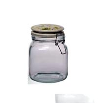Pote De Vidro Tampa Hemética Em Cerâmica 780 Ml Casambiente