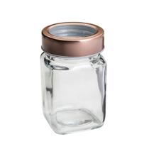 Pote de Vidro Transparente c/ Tampa Rose Gold 300 ml - Lyor