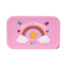 Pote Decorado com Tampa Retangular Arco íris Rosa Container Kids Pote Decorado com Tampa Retangular Arco íris Rosa Container Kids