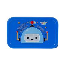 Pote Decorado com Tampa Retangular Robots Azul Infantil Menino Container Kids