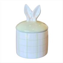 Pote Decorado Orelha de Coelho Bombom Doce Balinha Potiche Decorativo Verde Branco Páscoa Mesa Posta Pote Decorado Orelha de Coelho Bombom Doce Balinha Potiche Decorativo Verde Branco Páscoa Mesa Posta