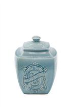 Pote Decorativo Cerâmica Azul Retrô Paris 27 X 34